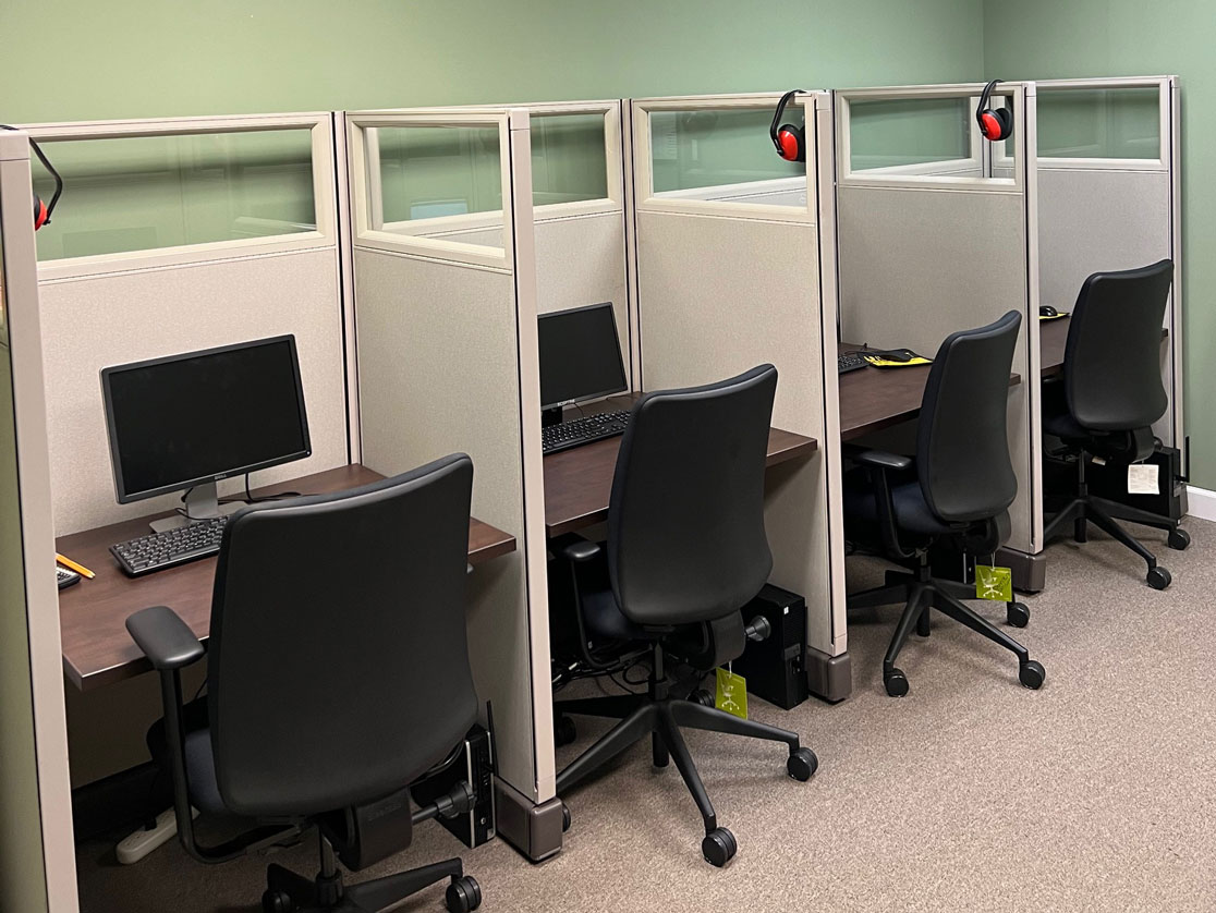 Each cubicle in our classroom is a launchpad for aspiring aviators, designed for deep focus and individual exploration.
